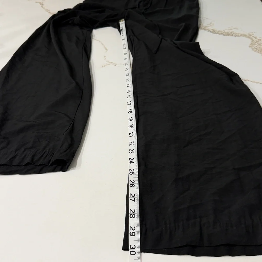 H&M Jet Black Straight Leg Drawstring Relaxed Fit Pants | XS